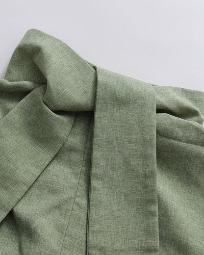 Green High Neck Half Sleeve Top Irregular Skirt Set
