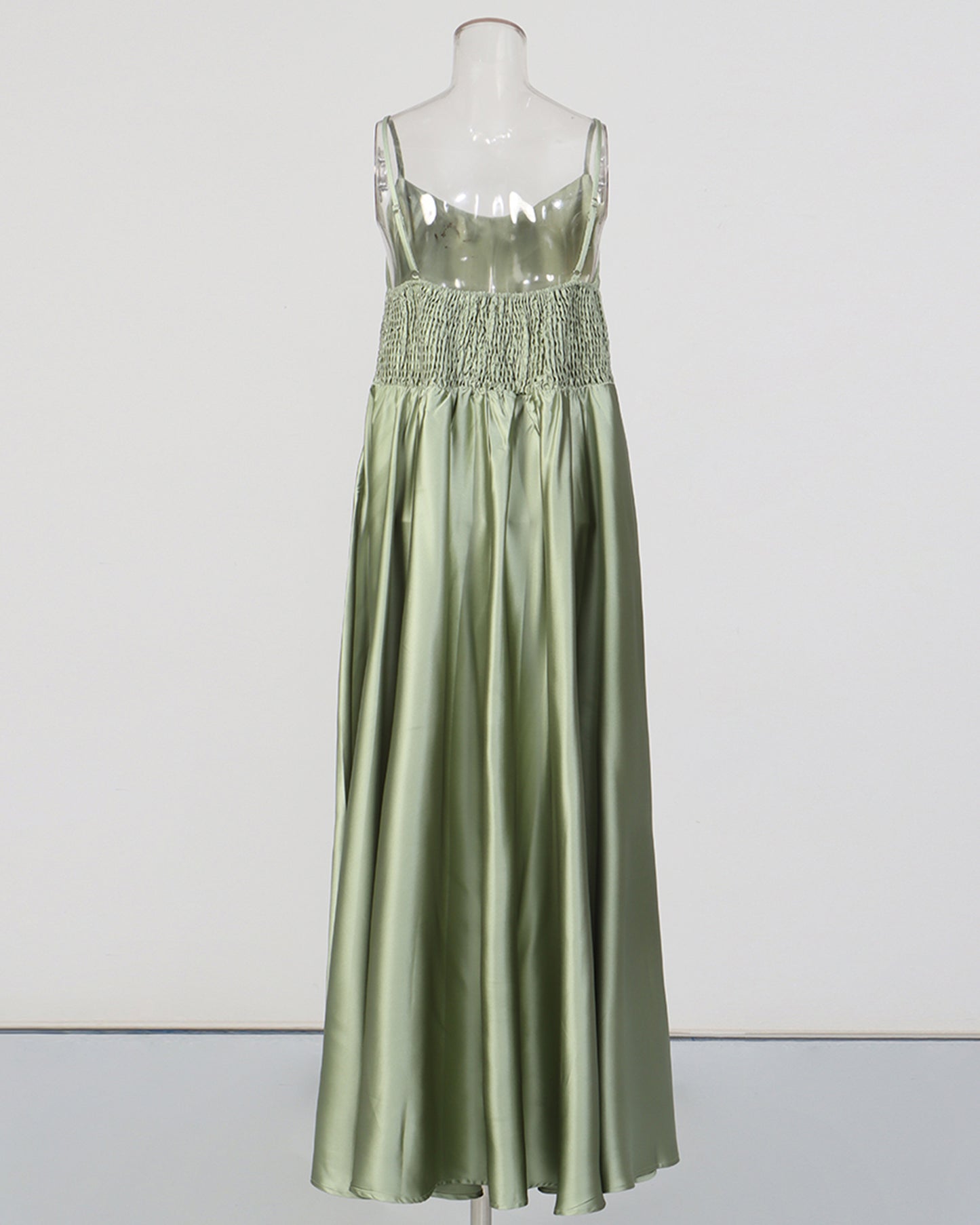 Green Lace Shirt & Satin Dress Two-Piece Set