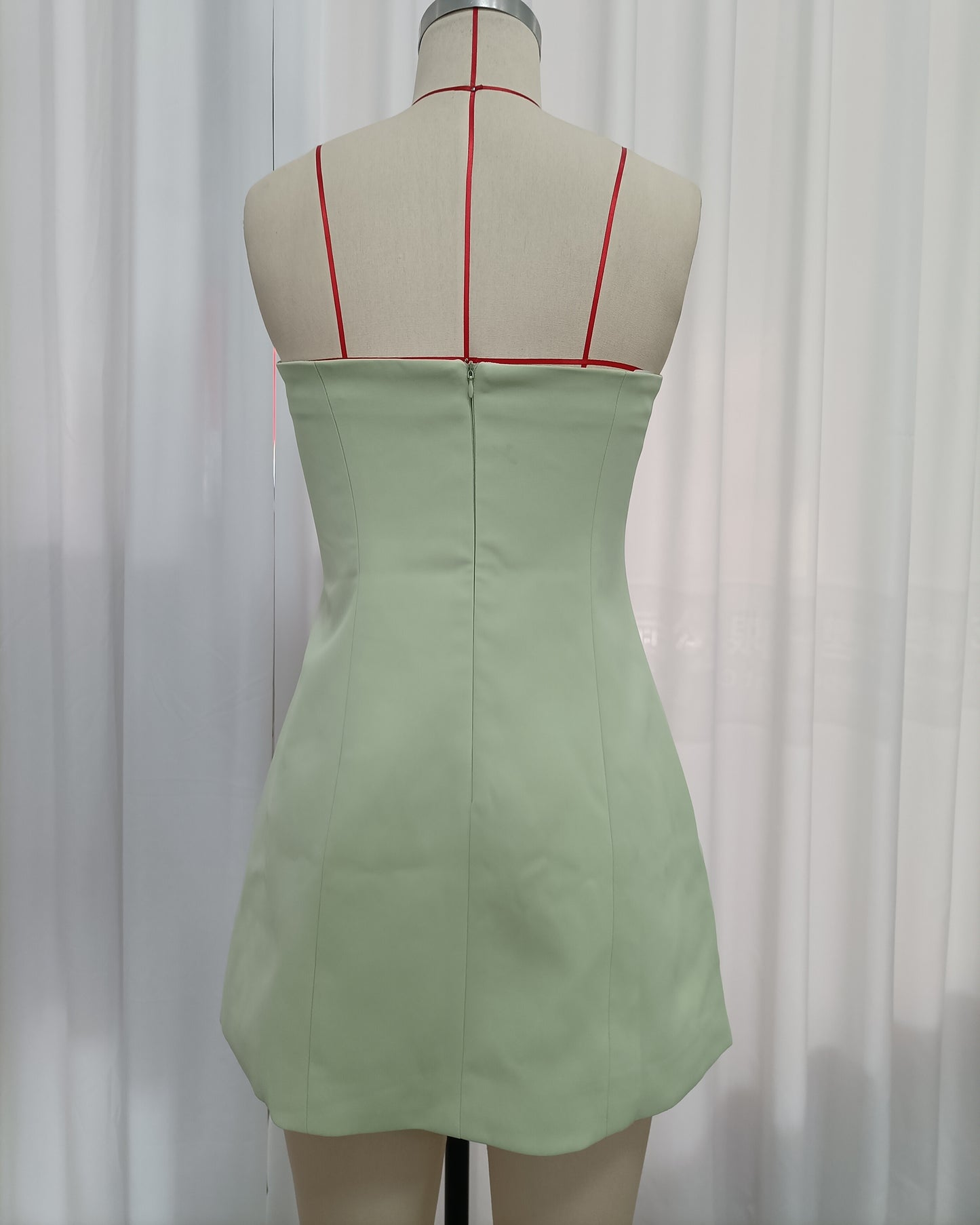 Green Off Shoulder Big Tulip Embroidery Mini Dress