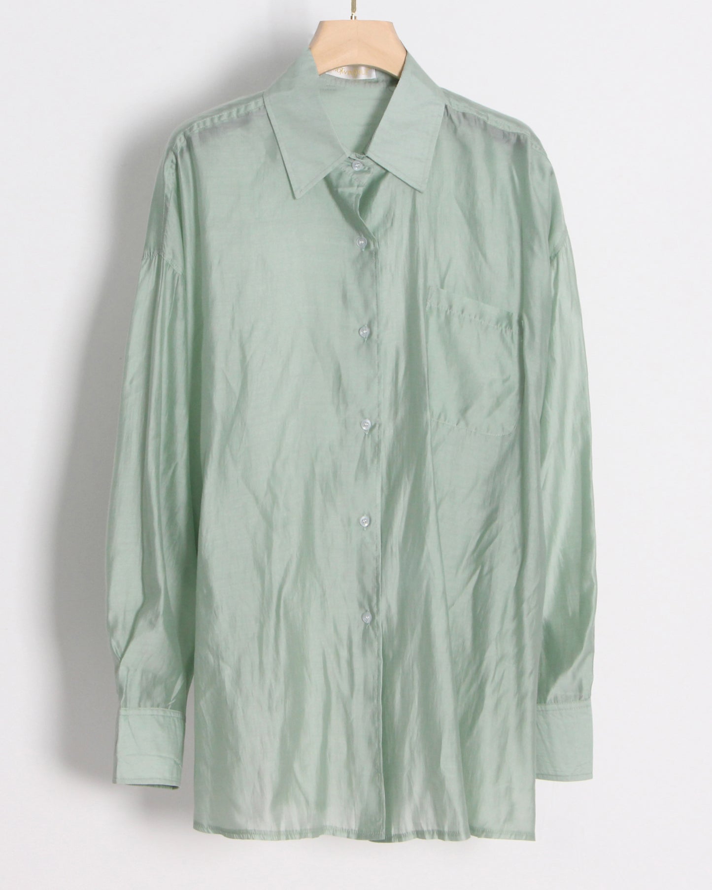 Green Oversized Solid Button-Down Shirt