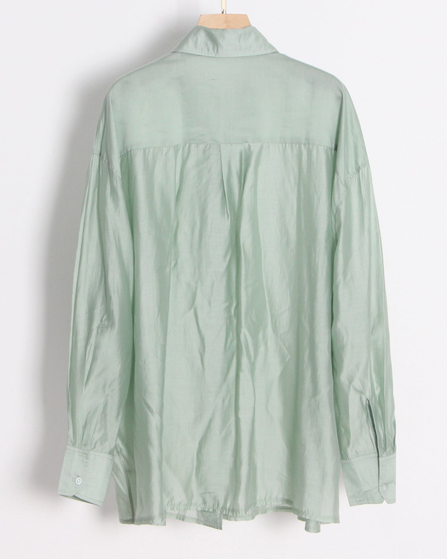 Green Oversized Solid Button-Down Shirt