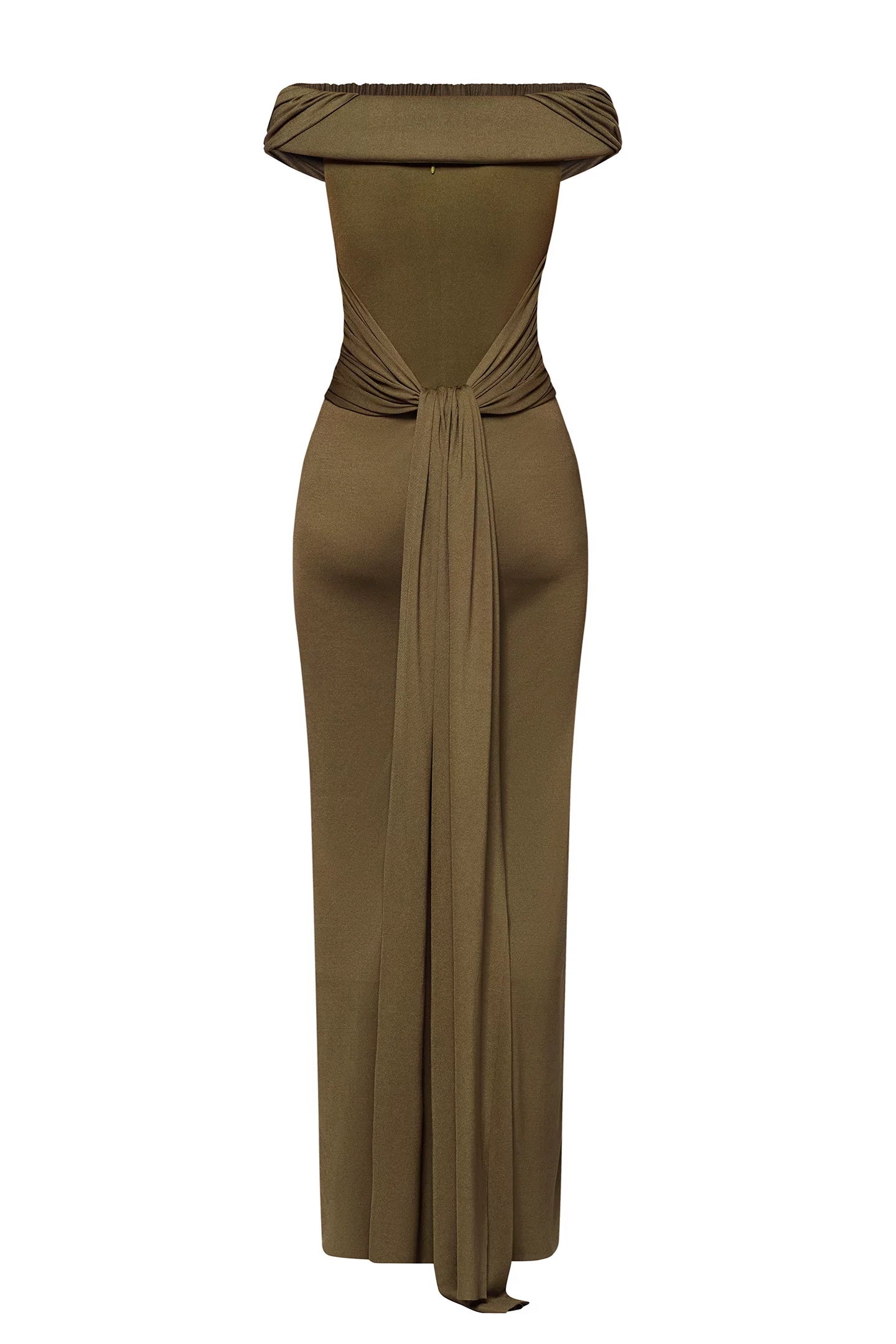Green Pleated One-Shoulder Mermaid Evening Gown