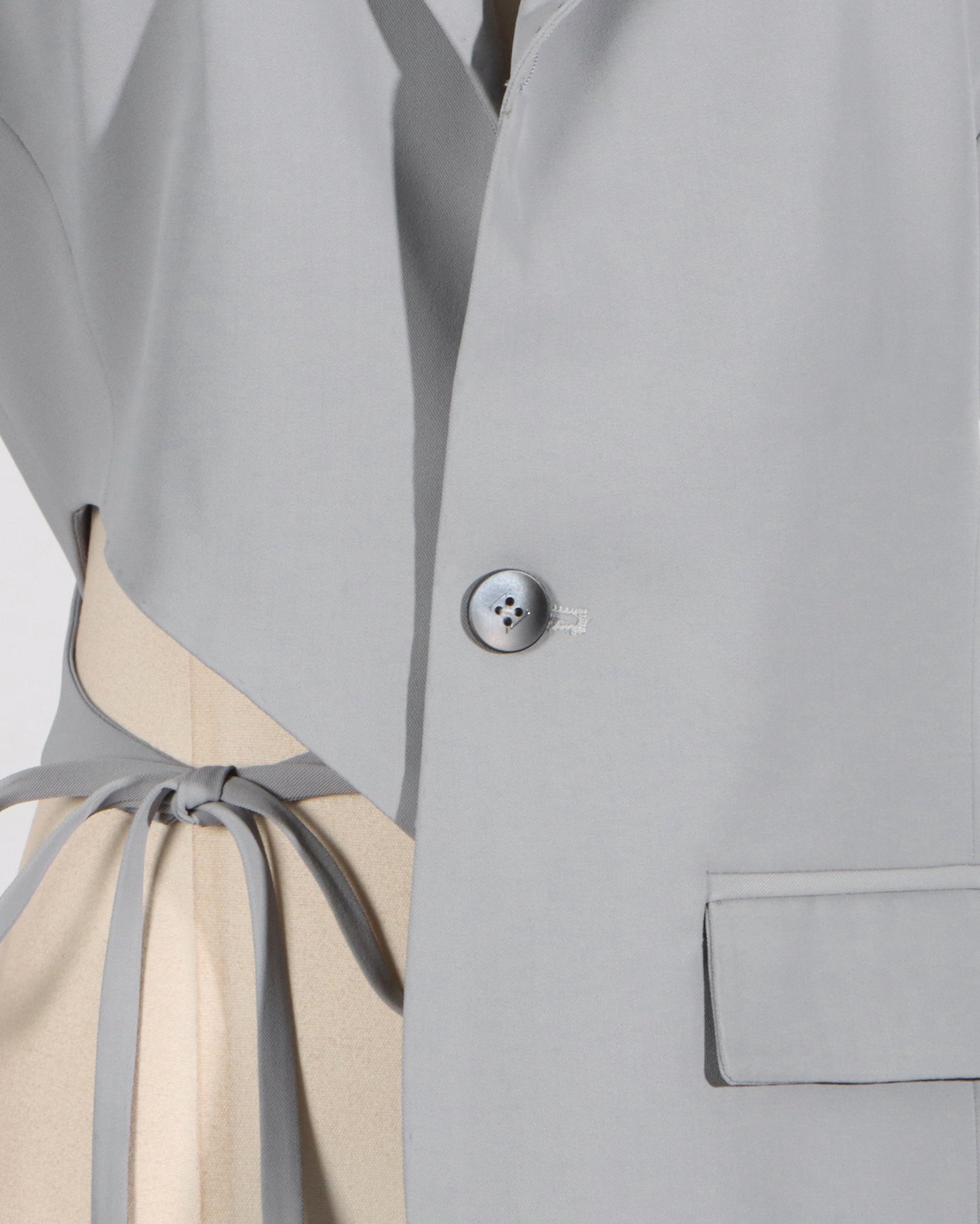 Grey Asymmetrical Cutout Waist Vest Blazer