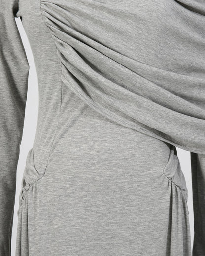 Grey Asymmetrical Draped Maxi Dress