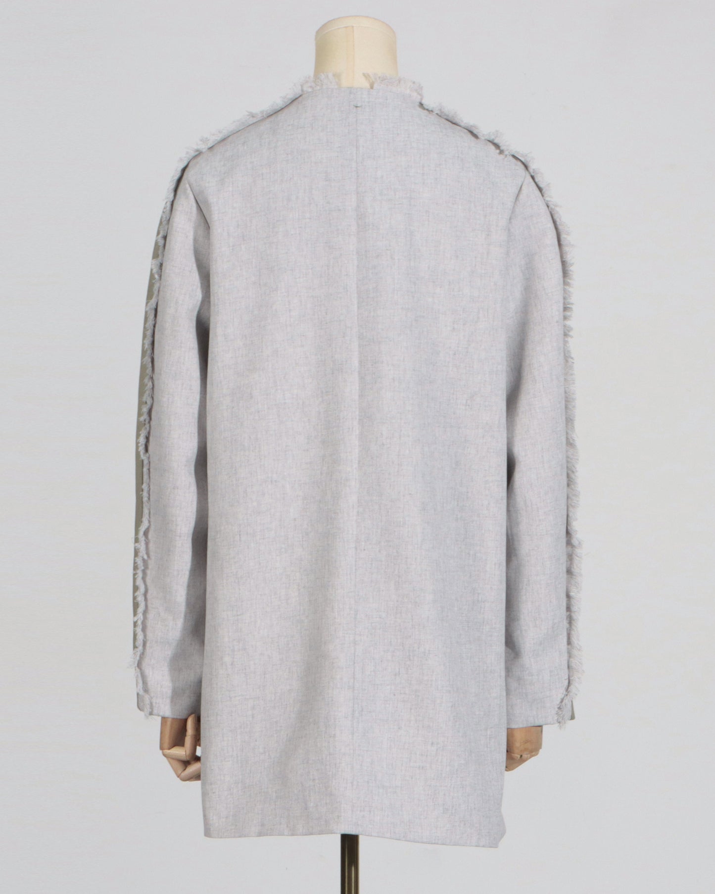 Grey Raw-Edge Patchwork Jacket