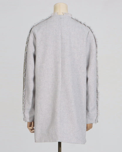Grey Raw-Edge Patchwork Jacket