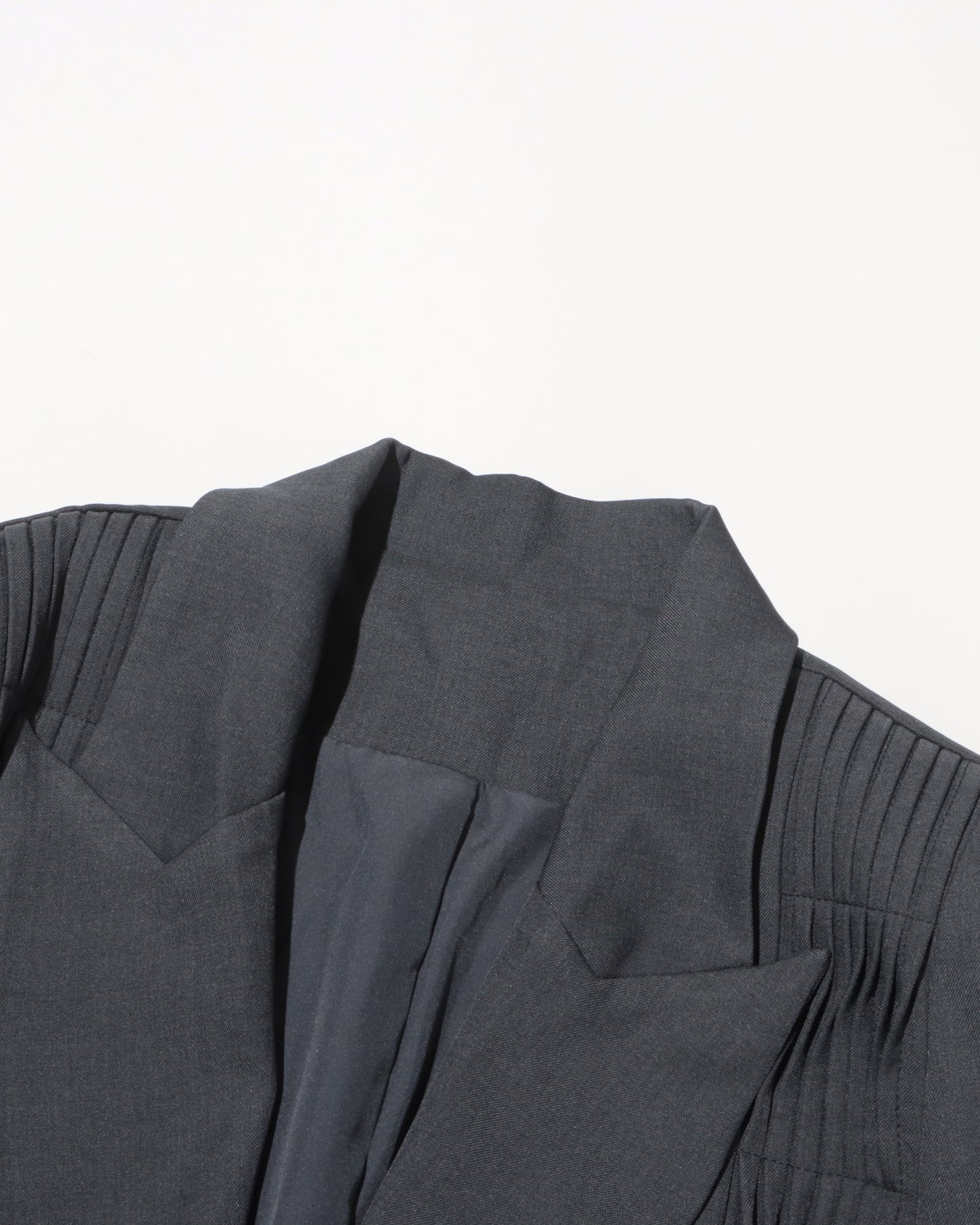 Grey Vertical Pleated V-neck Blazer