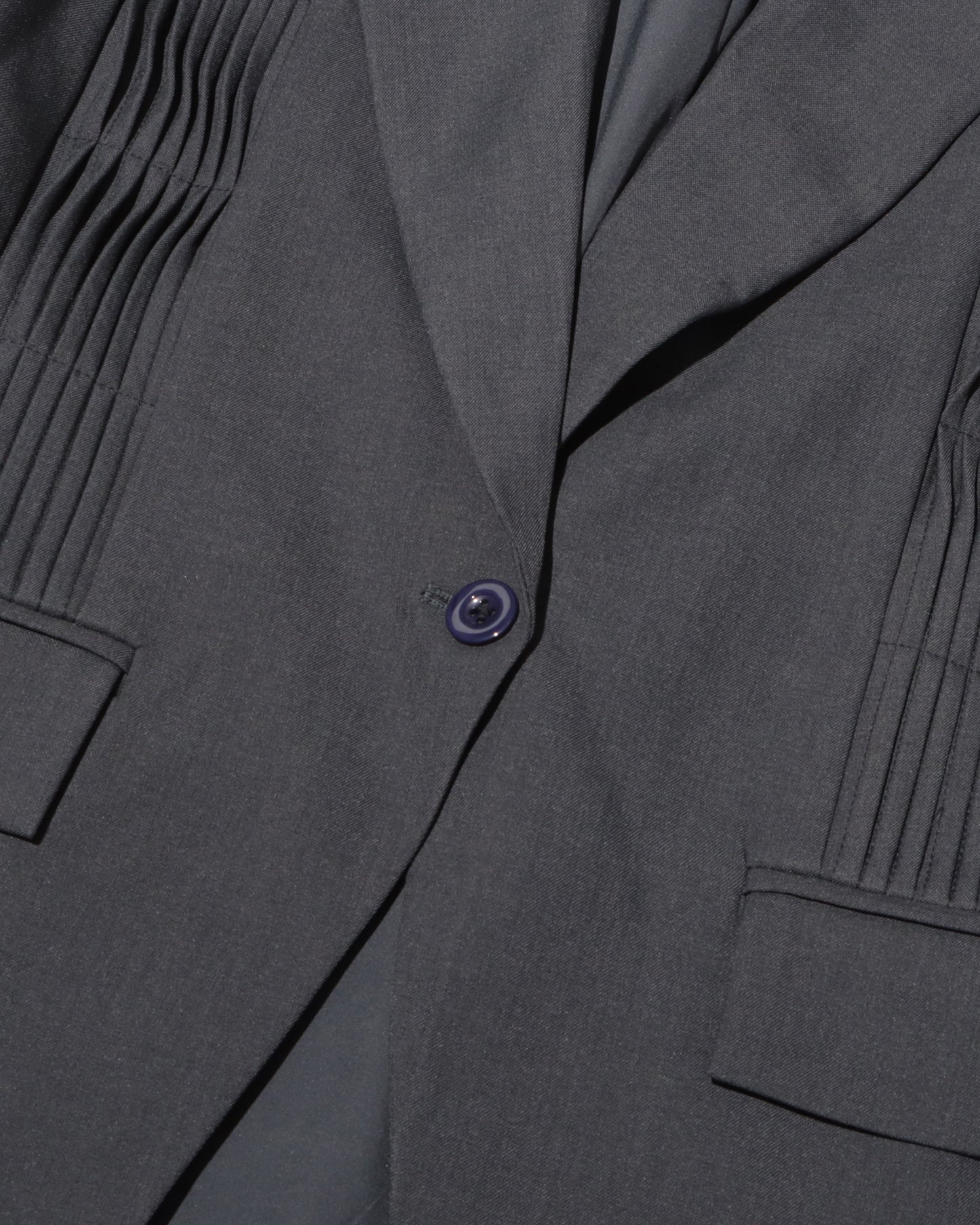 Grey Vertical Pleated V-neck Blazer