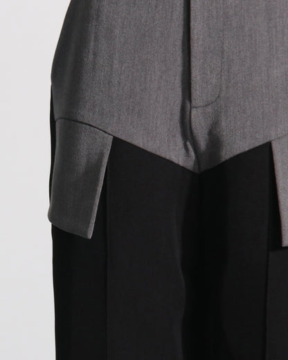 Grey & Black Paneled Wide-Leg Trousers
