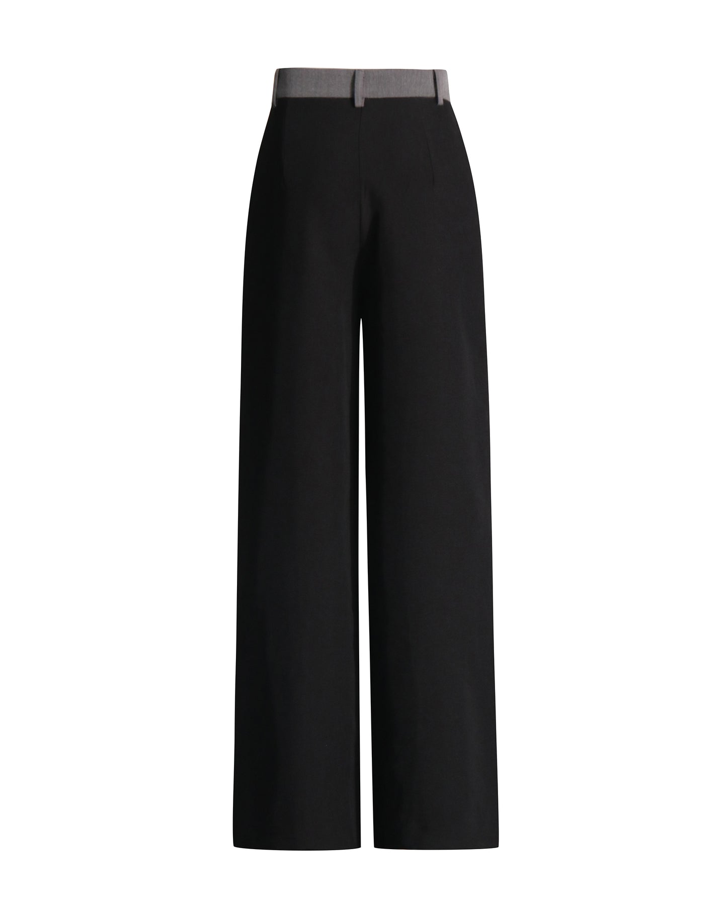 Grey & Black Paneled Wide-Leg Trousers