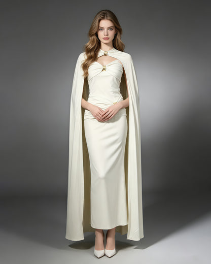 Twist Knot Bodysuit & Wrap Maxi Skirt Three-Piece Set