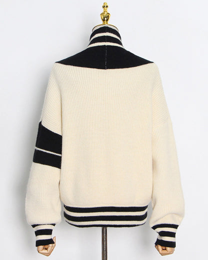 Hit Color Varsity Stripe Knit Cardigan