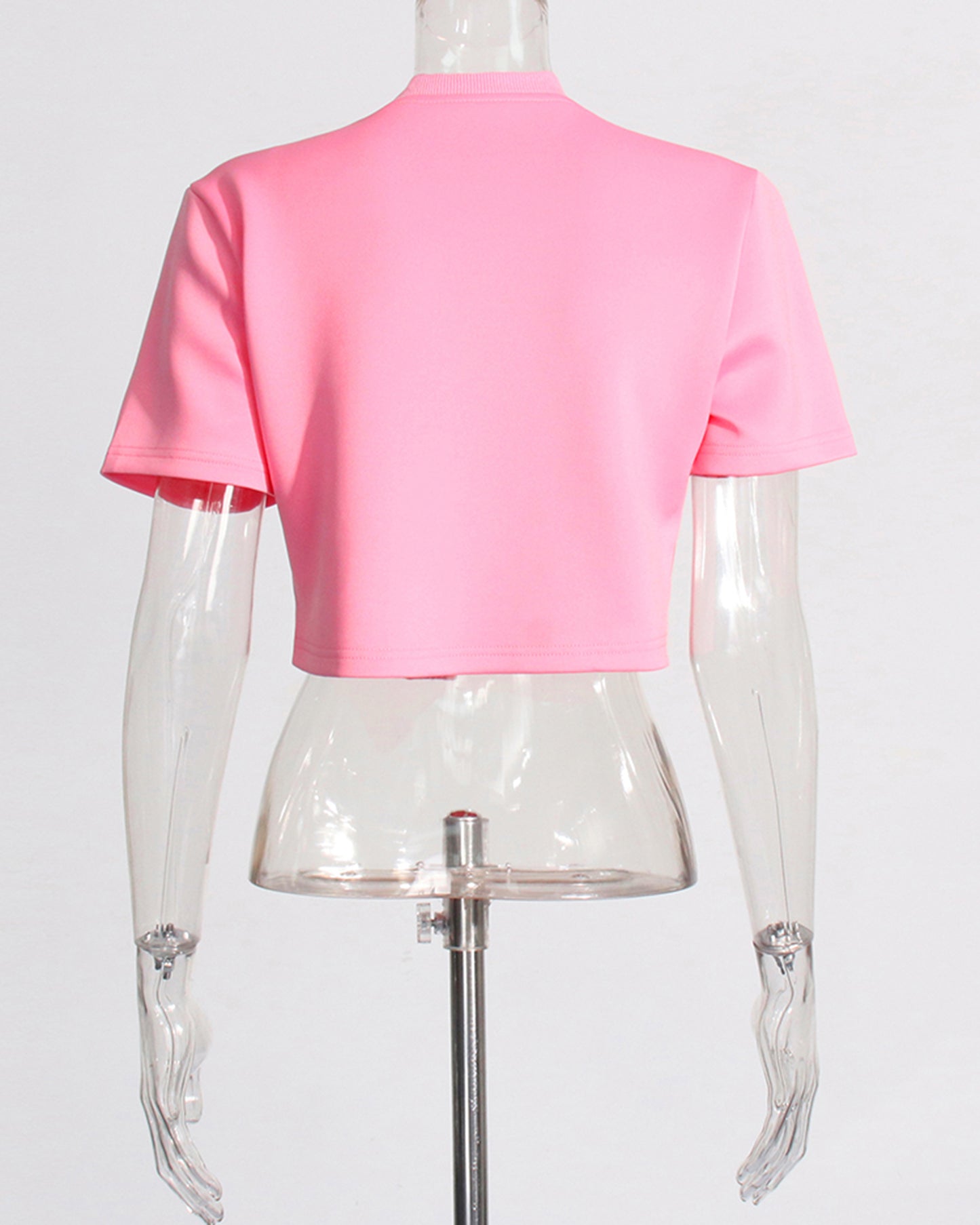 Hot Pink Rhinestone Bow Cropped Top