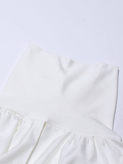 Solid Patchwork Flower Short Dress