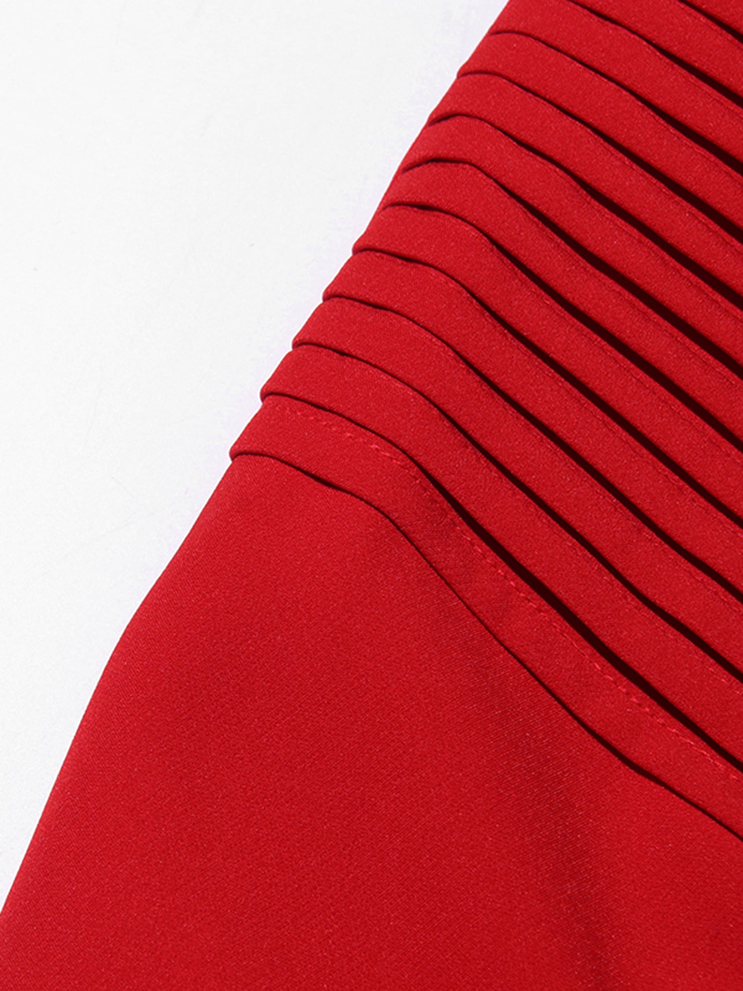 Stunning One - Shoulder Pleated Red Maxi Dress