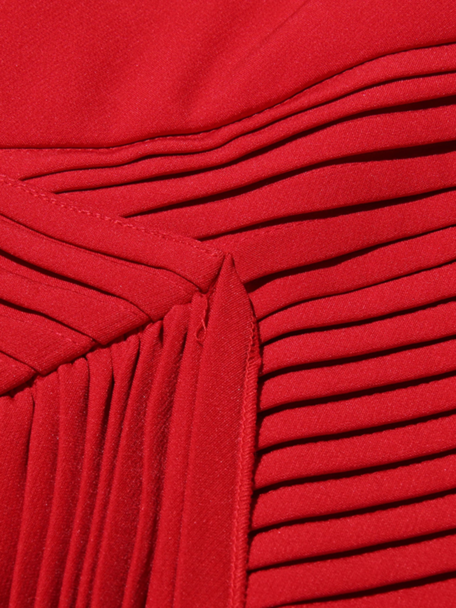 Stunning One - Shoulder Pleated Red Maxi Dress