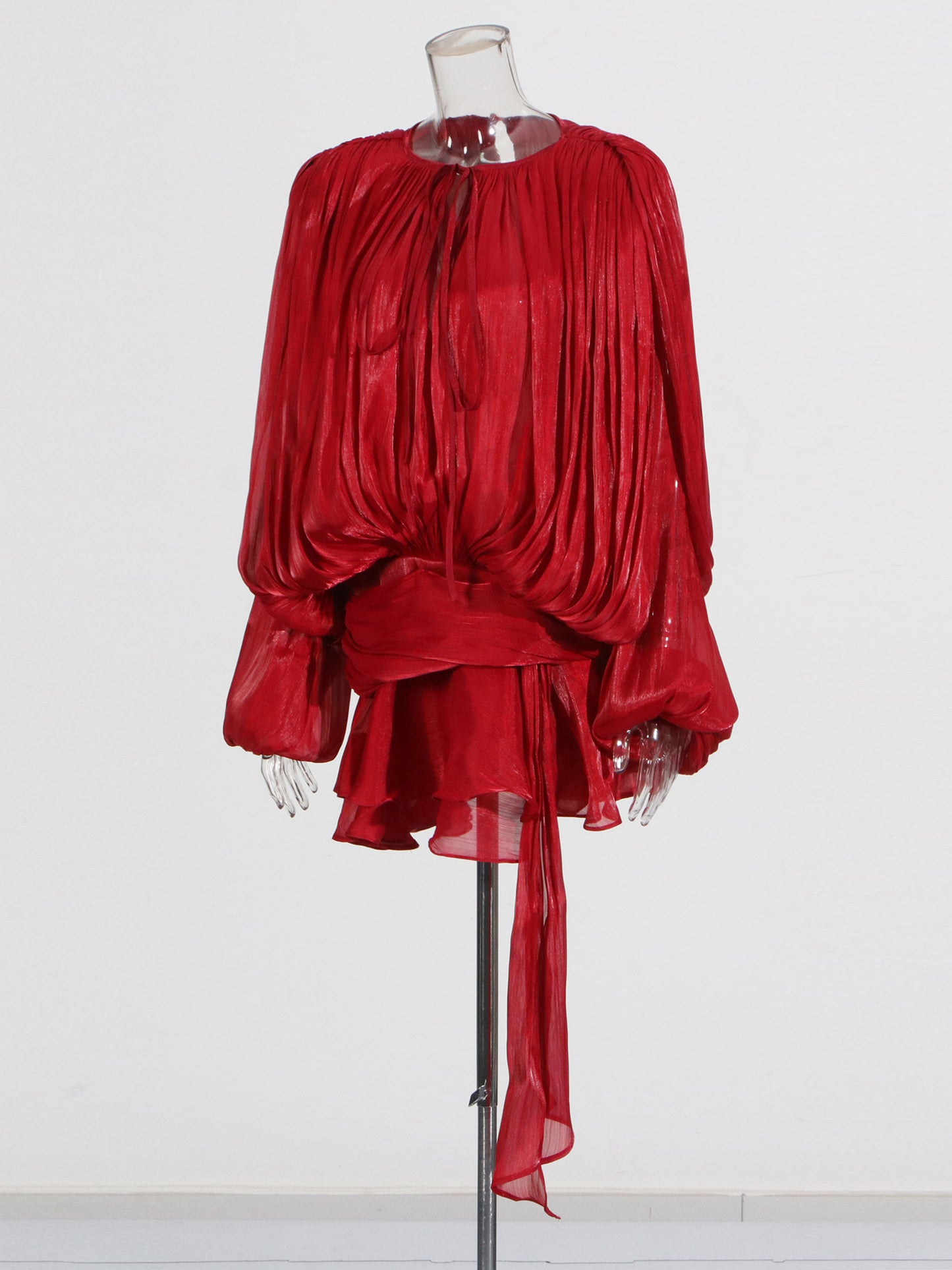 Stunning Red Tie - Neck Wrap Mini Dress