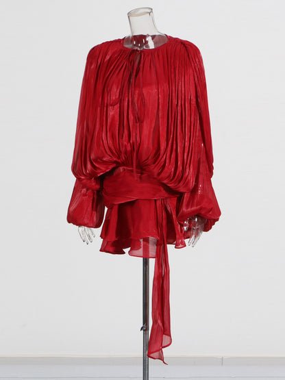 Stunning Red Tie - Neck Wrap Mini Dress
