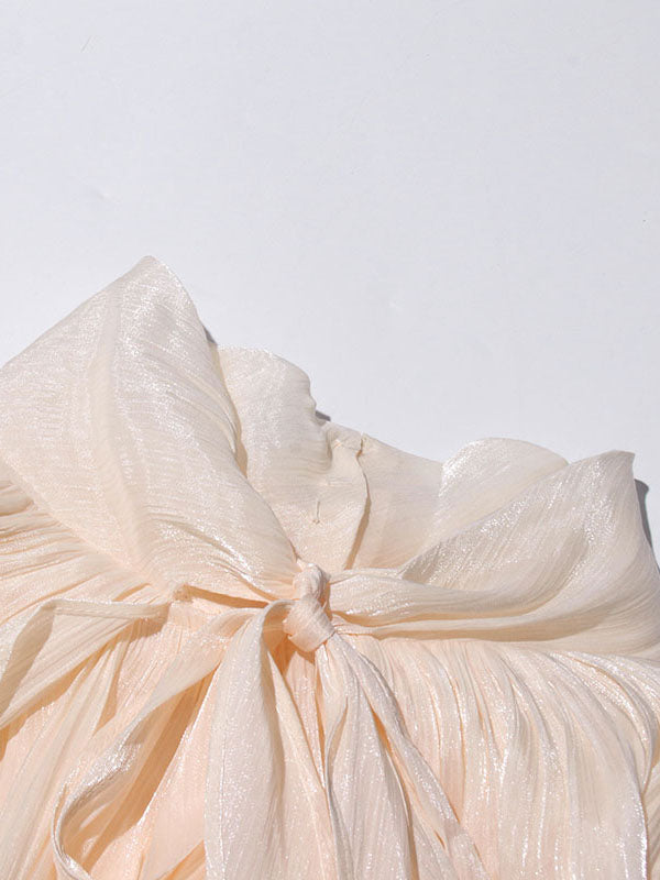 Elegant Solid Pleated Long Dress