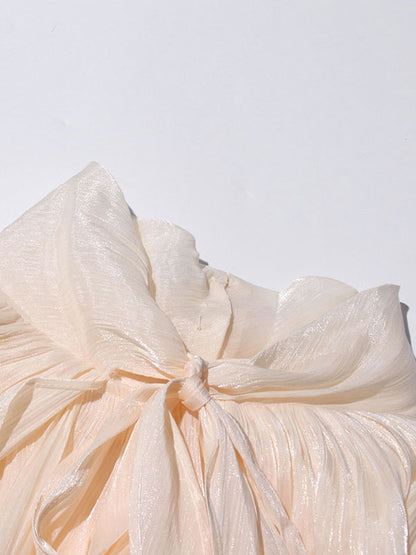 Elegant Solid Pleated Long Dress