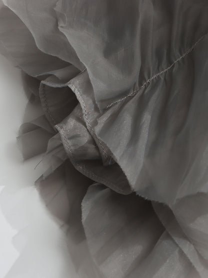 Chic Gray Ruffled Organza Crop Top