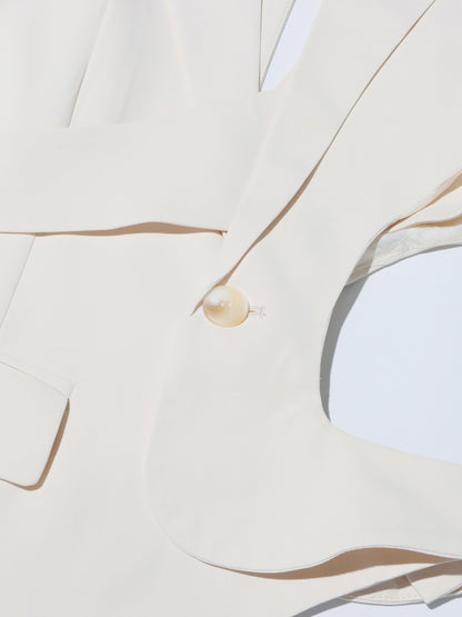 Edgy Apricot Cutout Asymmetric Blazer with Belt Detail