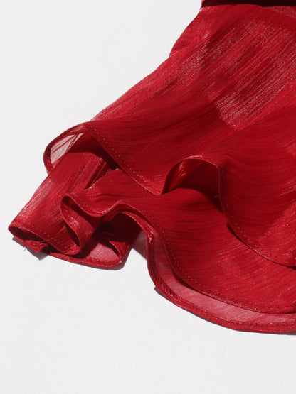 Stunning Red Tie - Neck Wrap Mini Dress