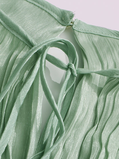 Elegant Mint Green Tie - Back Wrap Mini Dress