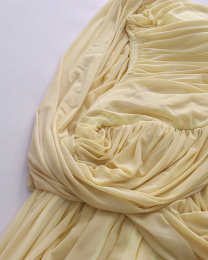 Yellow Off-the-Shoulder Ruched Maxi Dress