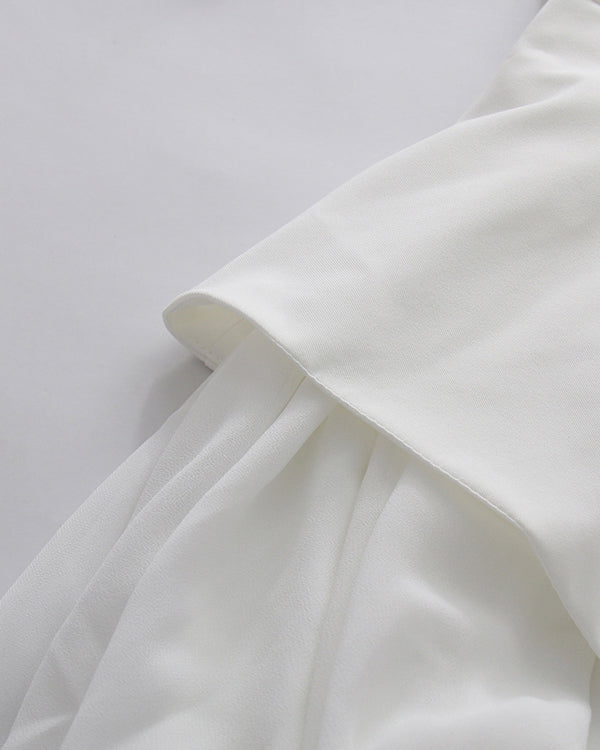White High Neck Peplum Maxi Dress