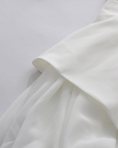 White High Neck Peplum Maxi Dress