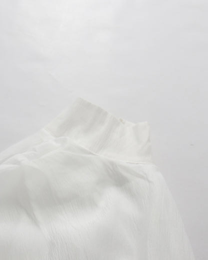 White Lace Up Ruffled Sheer Long Dress