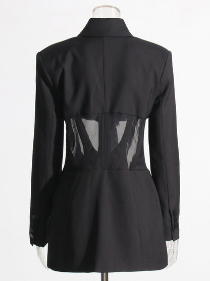Avant - Garde Black Blazer with Sheer Corset Detail.