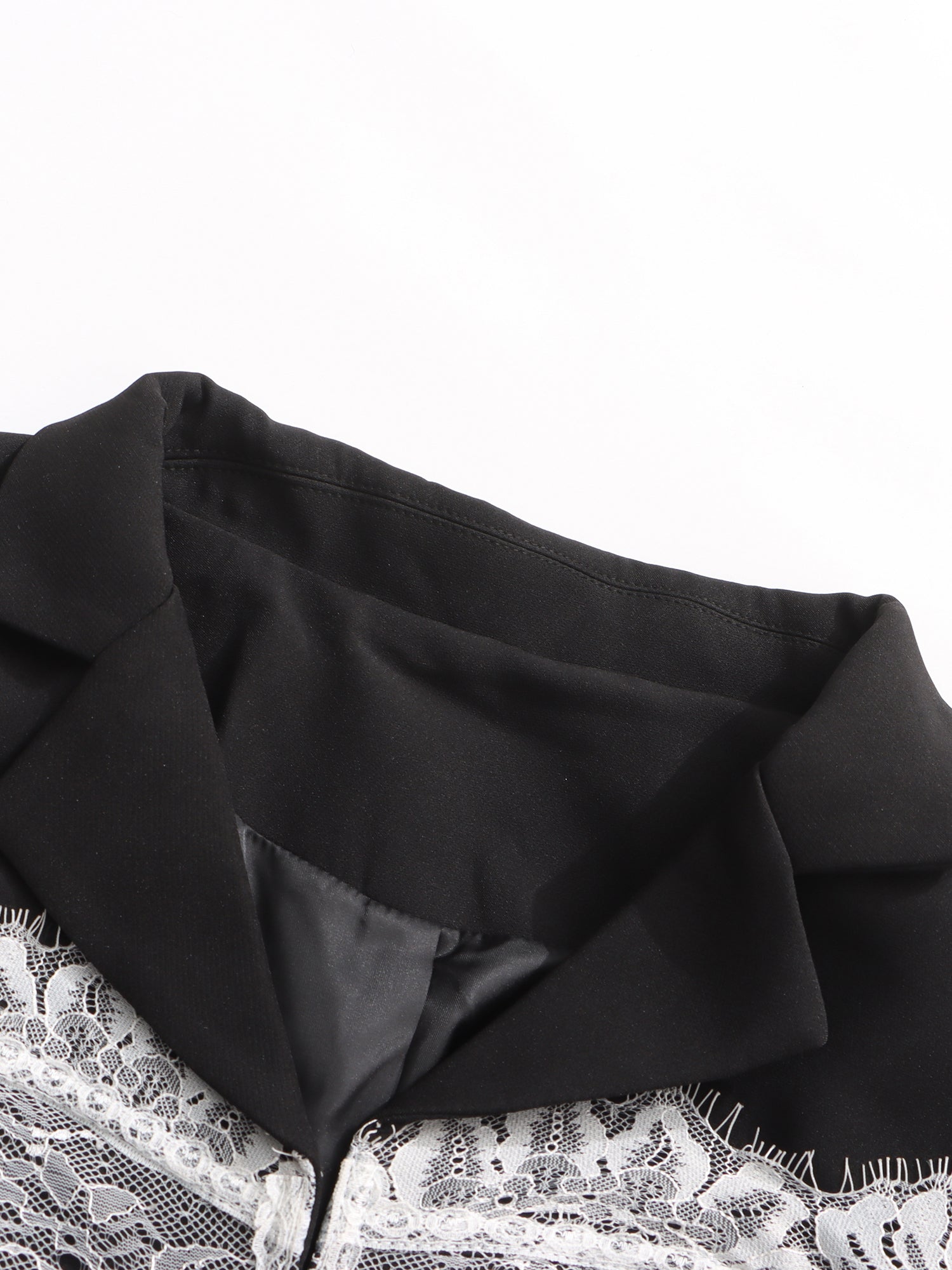 Edgy Black Blazer with White Lace Corset Detail