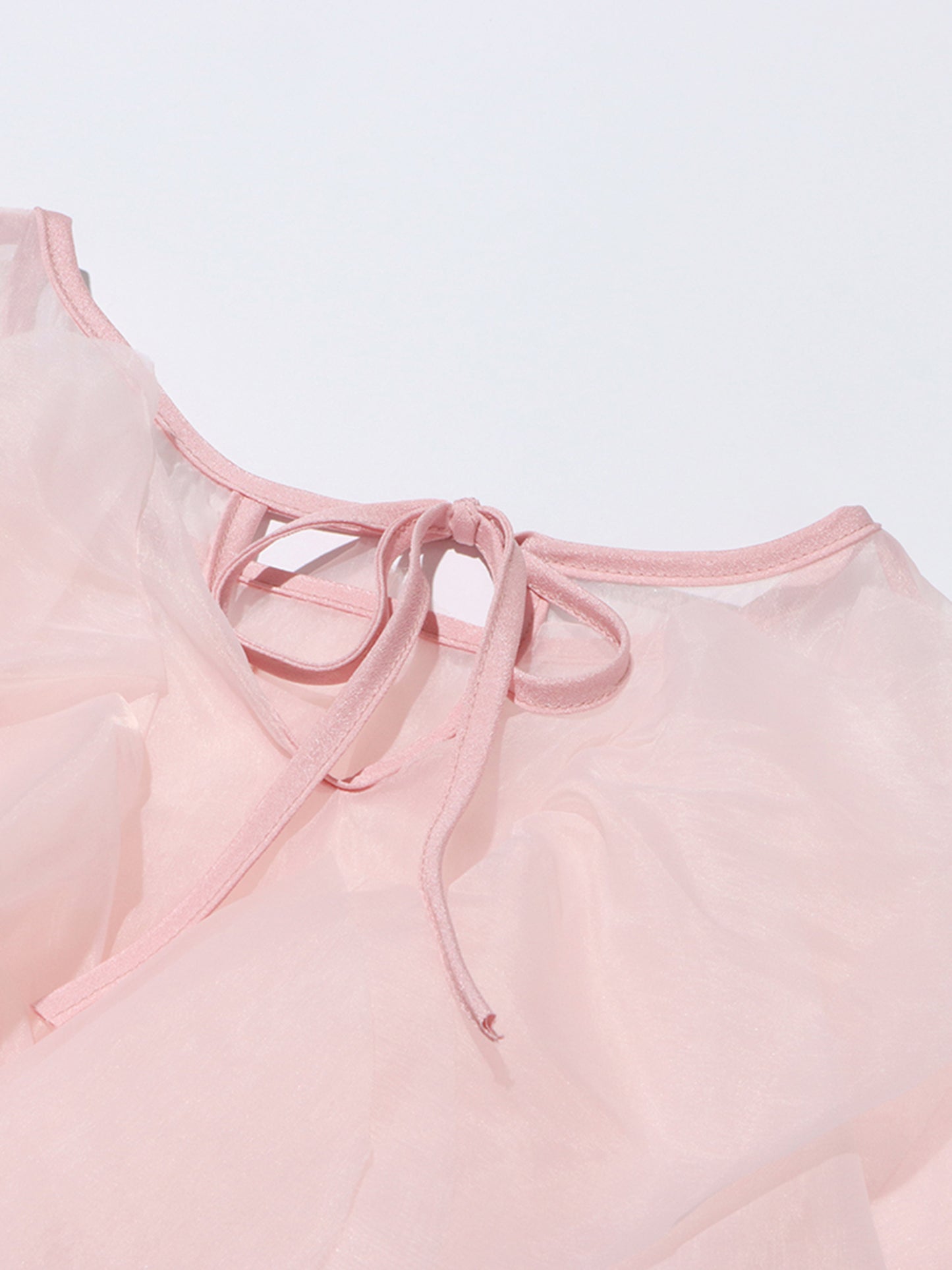 Enchanting Pink Ruffled Organza Crop Top