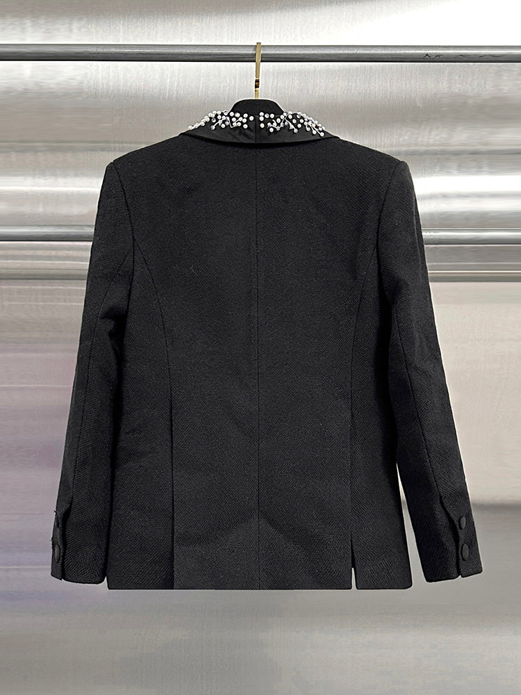 Patchwork Pearls Diamonds Solid Jacket