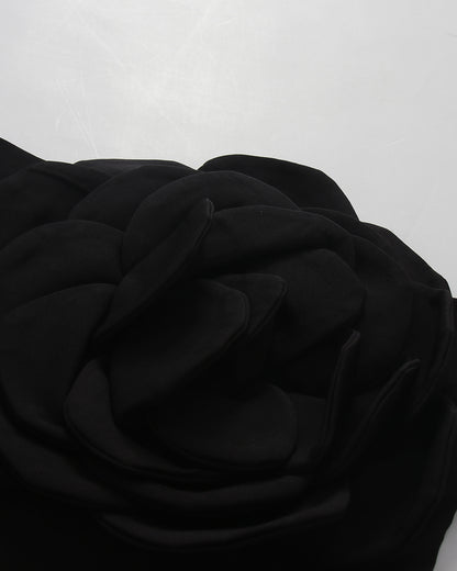 Black 3D Flower Strapless Mini Dress