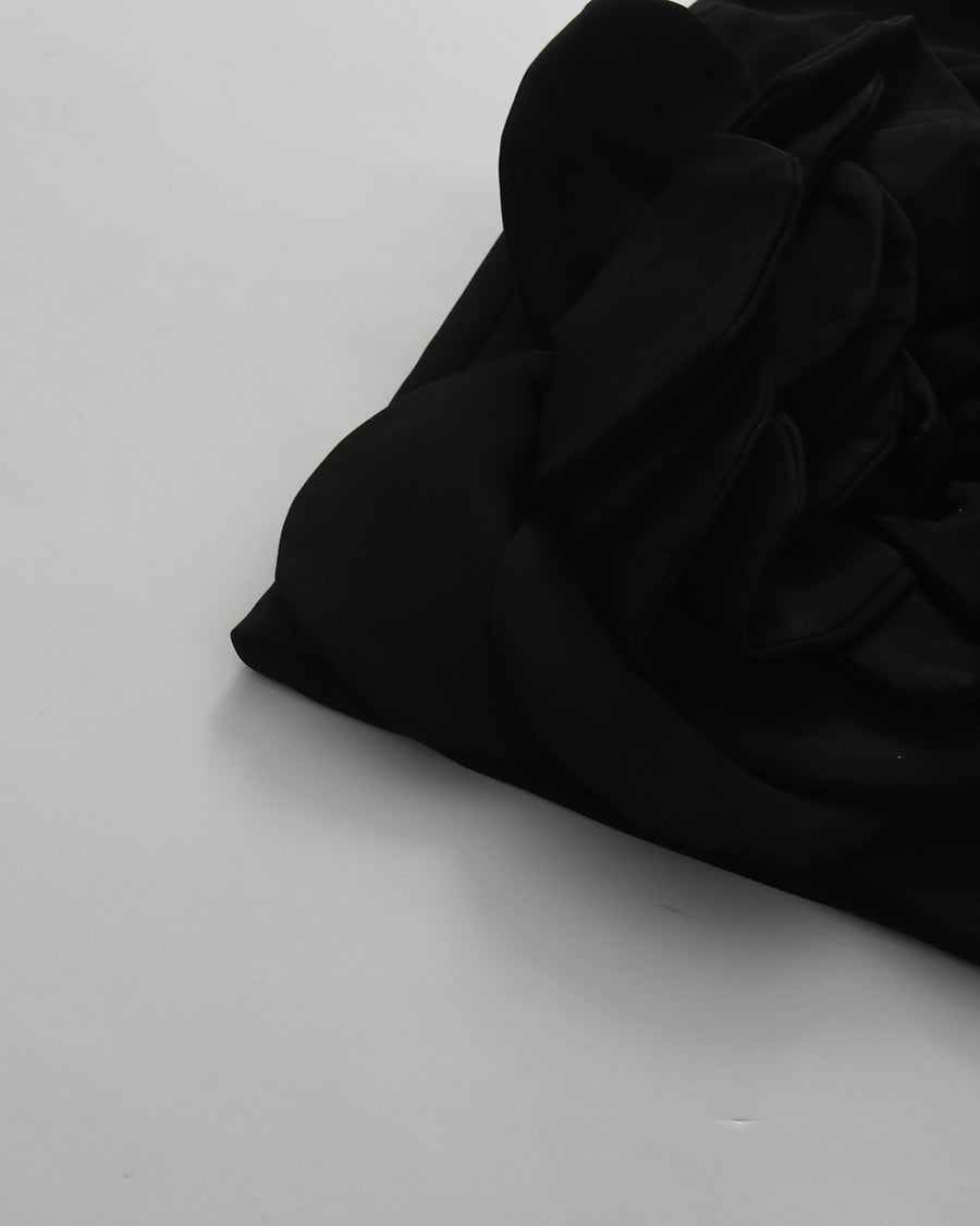 Black 3D Flower Strapless Mini Dress