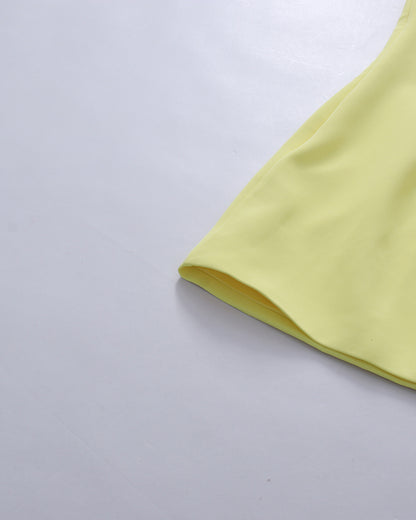 Yellow One-Shoulder Floral Appliqué Mini Dress