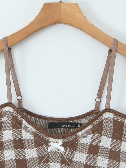 Elegant Plaid Off Shoulder Short Dress