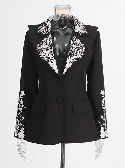 Elegant Solid Patchwork Embroidery Jacket
