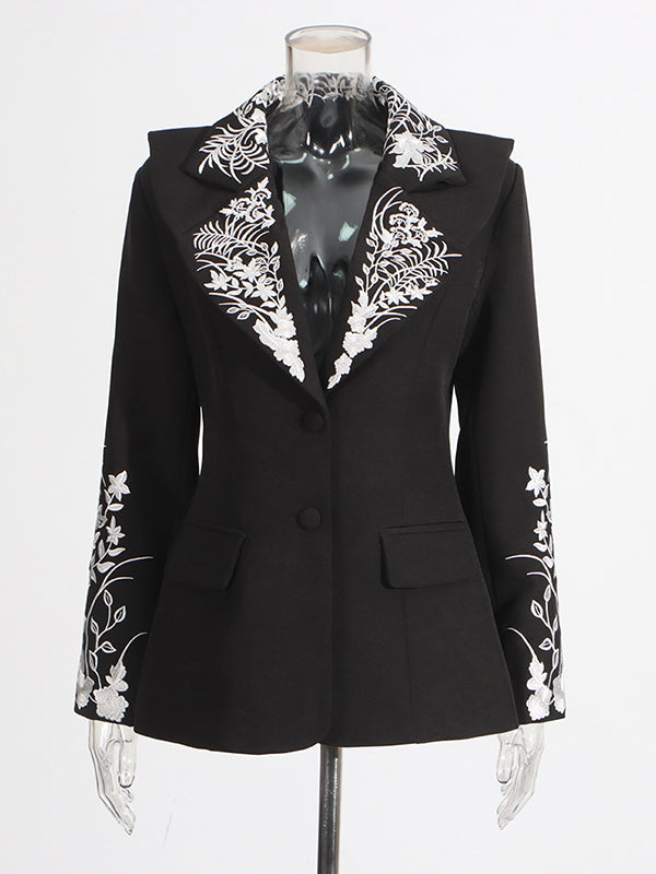 Elegant Solid Patchwork Embroidery Jacket