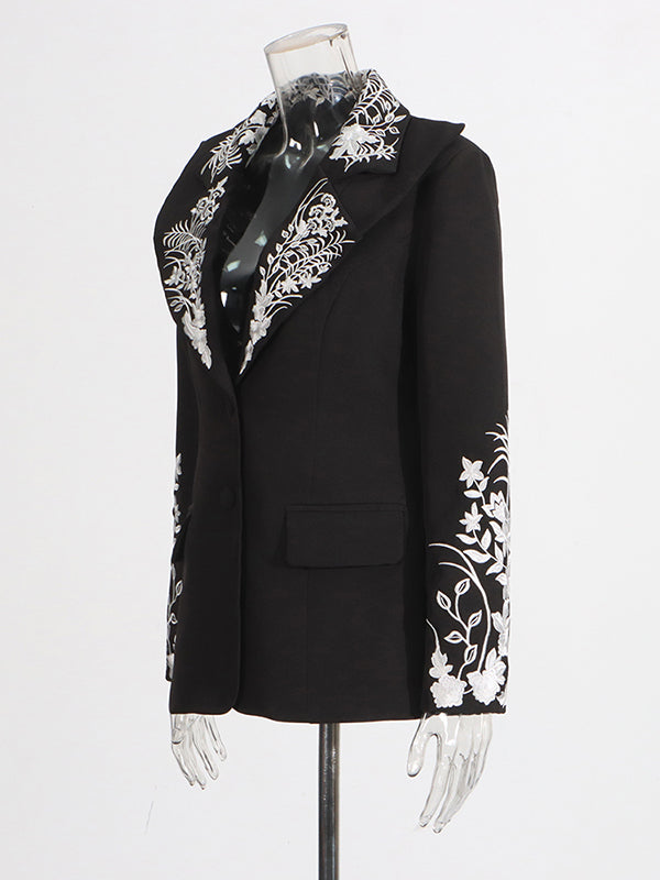 Elegant Solid Patchwork Embroidery Jacket
