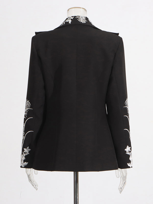 Elegant Solid Patchwork Embroidery Jacket