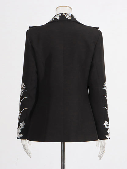 Elegant Solid Patchwork Embroidery Jacket