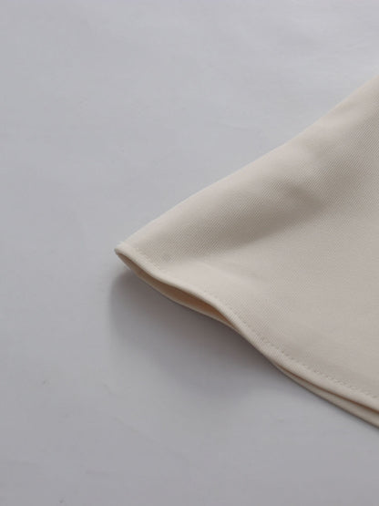 Beige Off-Shoulder Bow Tie Waist Mini Dress