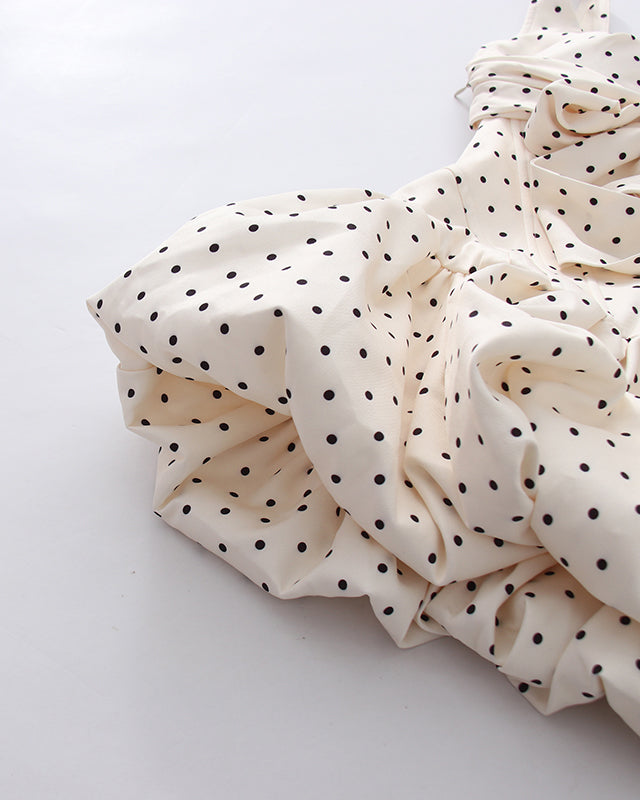 Apricot Polka Dot Bow Corset Mini Dress