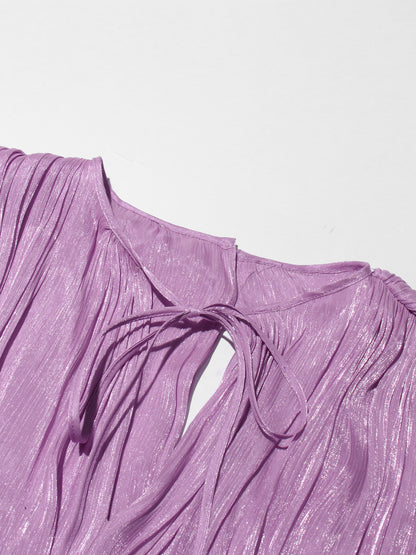 Chic Lavender Tie - Neck Wrap Mini Dress