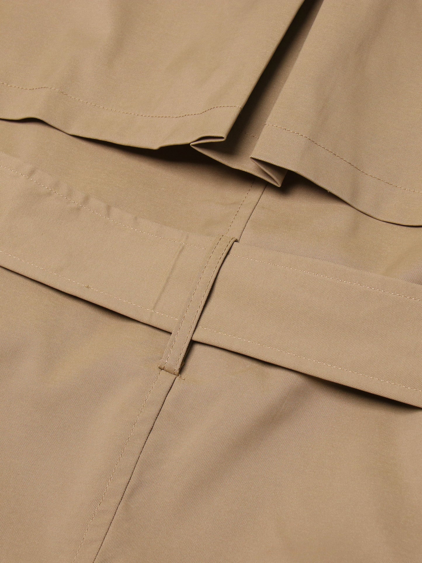 Statement Khaki Ruffled Trench Coat with Belt