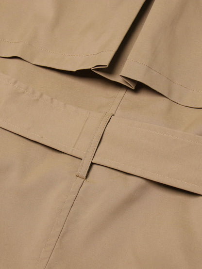 Statement Khaki Ruffled Trench Coat with Belt